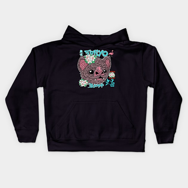 Tokyo Bat Kids Hoodie by flynnryanart